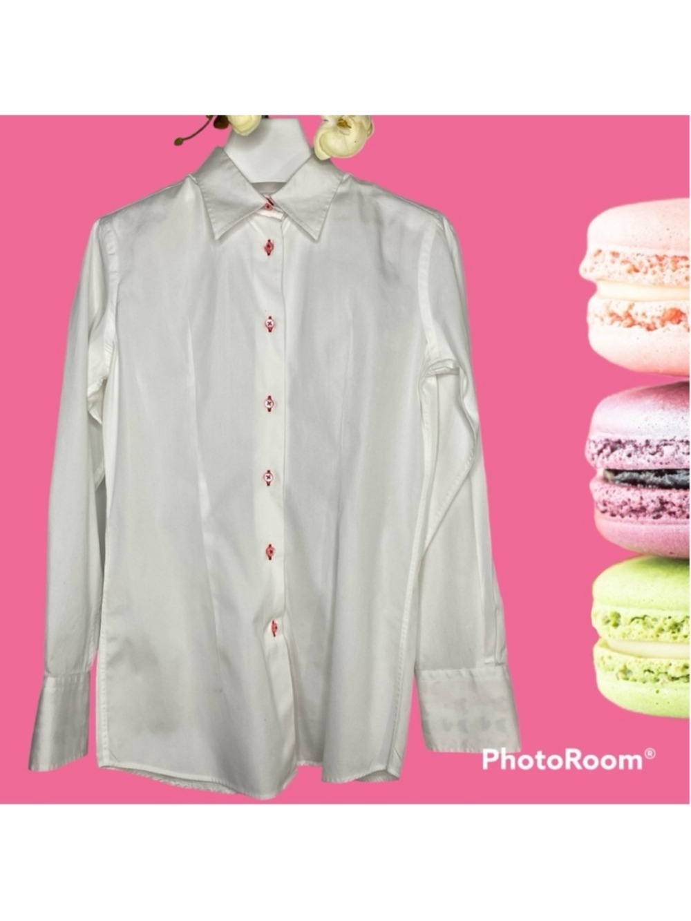 Coton Doux Paris Women’s Shirt White Tailored Cotton Cupcake Trim